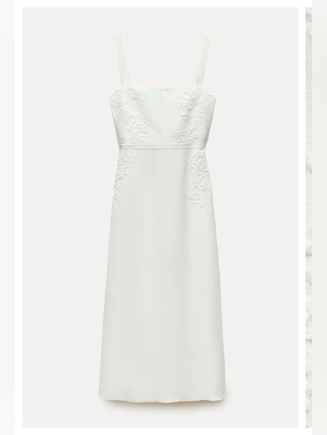 Sz L Zara Women Embroidered Sleeveless Midi Dress Oyster White 2731/070